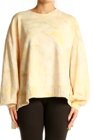 Beige Yellow Marble Print Sweatshirt