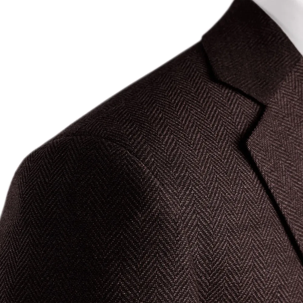 Dark Claret Herringbone Merino Wool Jacket