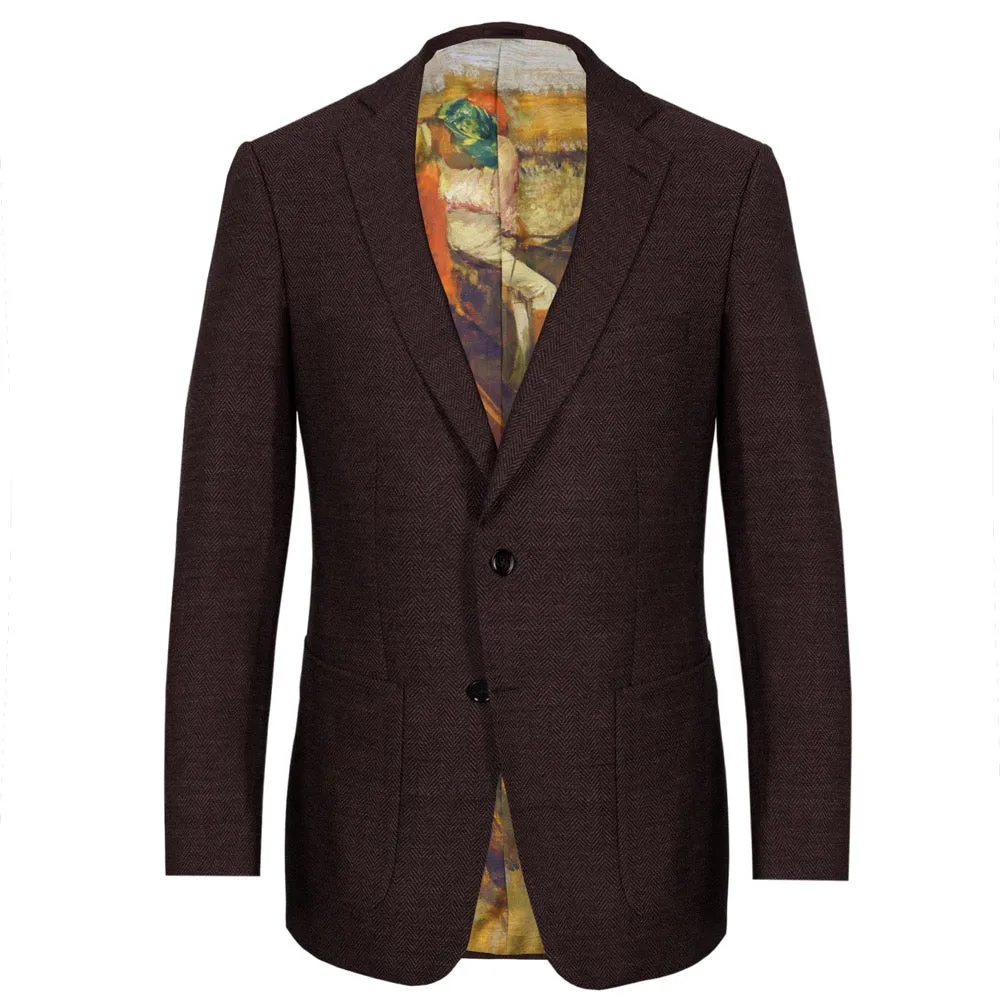 Dark Claret Herringbone Merino Wool Jacket