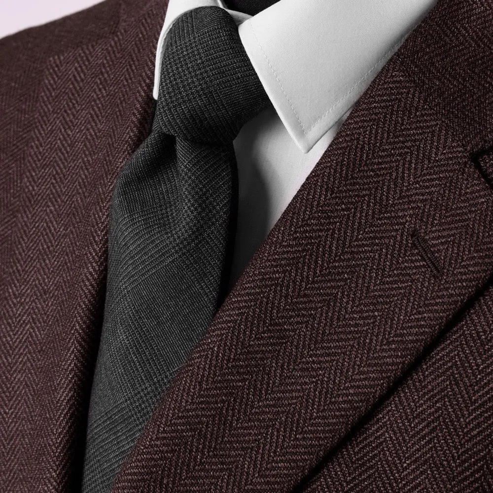 Dark Claret Herringbone Merino Wool Jacket