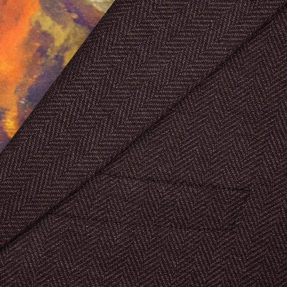 Dark Claret Herringbone Merino Wool Jacket