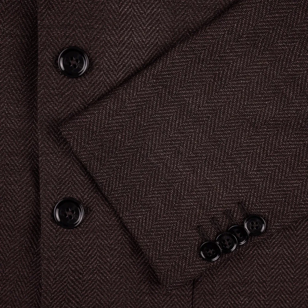 Dark Claret Herringbone Merino Wool Jacket