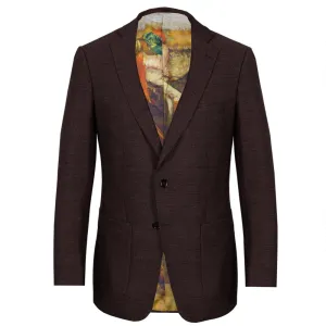 Dark Claret Herringbone Merino Wool Jacket
