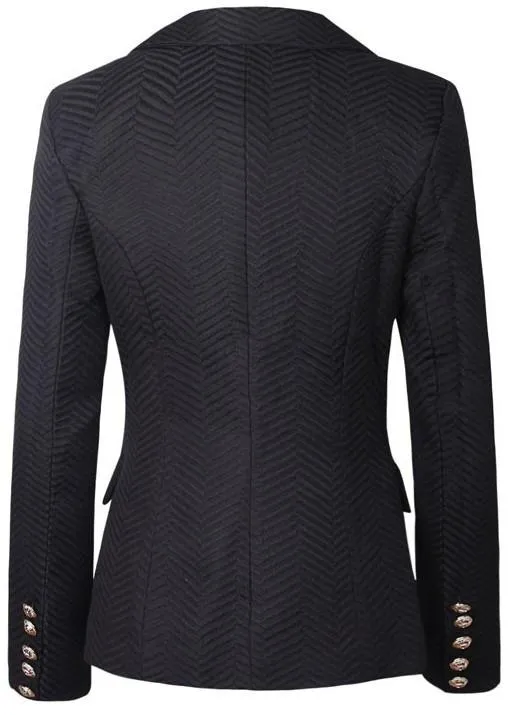 Double-Breasted Jacquard Blazer in Black
