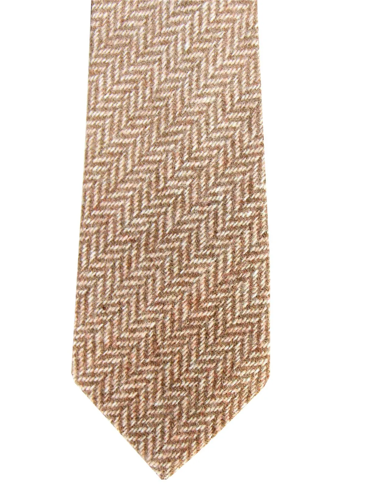 Vintage Inspired Tan Herringbone Wool Necktie